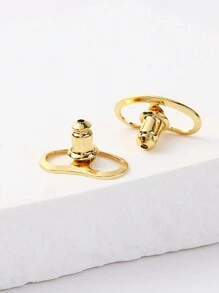 1 Pair Minimalist Copper Pig Nose Shape Ear Plugs, Fashion Auxiliary Ear Tunnels Prevent Ear Stretching, DIY Jewelry Accessories, Gift & Daily Use For Women - Pig Nose Ear Plug - View 9