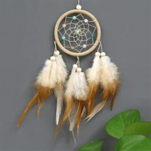 1 Peça Ornamento Decorativo Pendente Filtro dos Sonhos com Penas para Decoração de Casa, Carro/Quarto/Sala de Estar