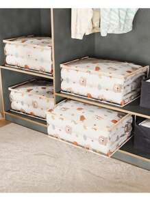 1 件可爱卡通熊透明收纳袋婴儿衣服收纳袋防潮防尘毯子搬家包装袋爱心情人节 - 透明 - 查看 5