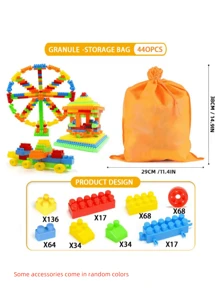 100/150/300/440/520pcs DIY拼装插卡儿童小/大颗粒积木玩具 早教益智幼儿园礼物（部分配件颜色随机，以实物为准） - 彩色 - 查看 13