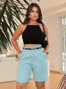 Women's Tailored Bermuda Shorts - Baby Blue - View 1