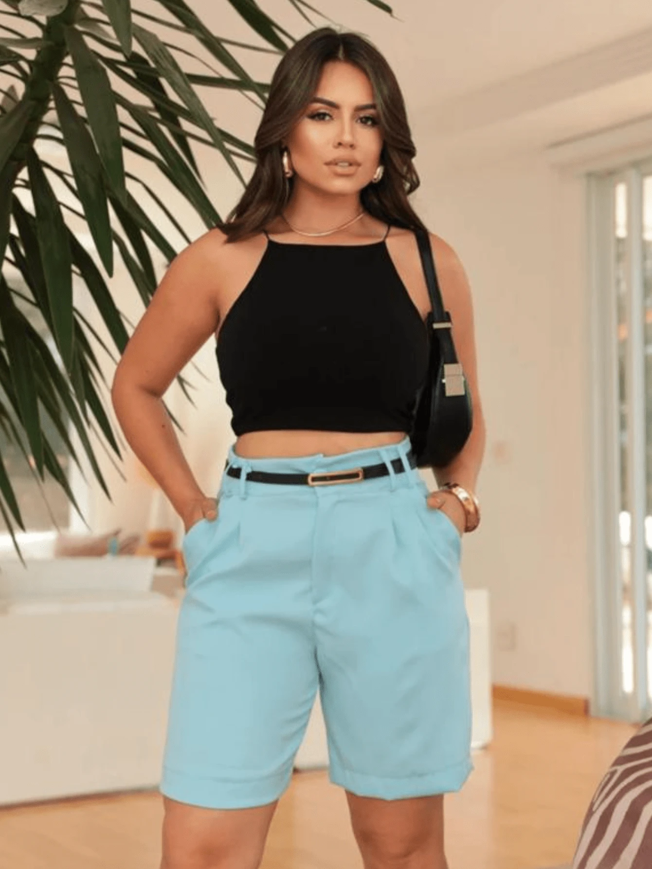Women's Tailored Bermuda Shorts - Baby Blue - View 1