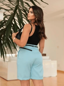 Women's Tailored Bermuda Shorts - Baby Blue - View 2