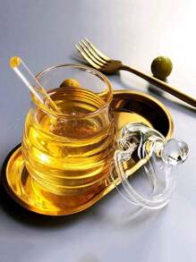 1 件家用透明玻璃蜂蜜罐带盖、玻璃搅拌器、创意果酱罐 - 無色 - 查看 6