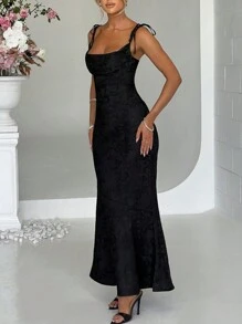 1件女士时尚性感简约休闲日常连衣裙 - 黑色 - 查看 3