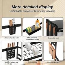 Escurreplatos, escurridor sobre fregadero, mueble para platos, longitud 85 cm, negro/blanco