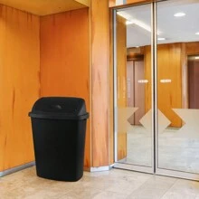 4 Pack 70 Liter Garbage Can, Black Trash Bin With Swing Lid, Plastic Garbage Can Swing Cover - Black - View 2