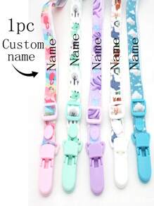 1 Piece Customizable Name Baby Toy Pacifier Chain Anti-Drop Clip, Baby Agargel Anti-Lost Rope Lanyard, Anti-Drop Strap With Double Head Clip, Cute Custom Pattern For Boys & Girls, Custom Baby Pacifier Clip Universal Soothing Clip, Glove Drop Clip For Halloween, Baptism, Thanksgiving, Gift Baby Shower Home Decor Gift Winter Night Gift Back-To-School Winter Gift Ideas For Boys & Girls,Graphic Print
