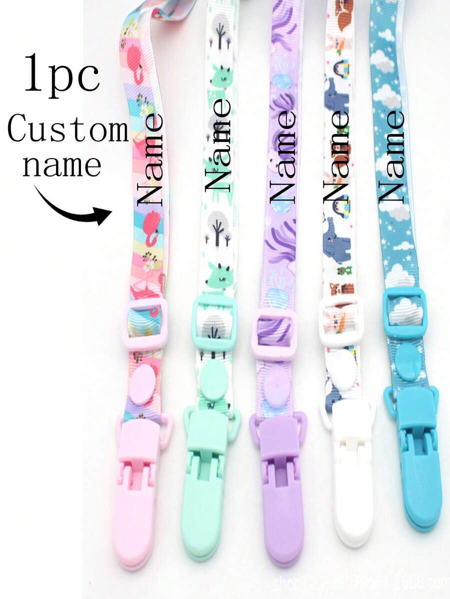 1 Piece Customizable Name Baby Toy Pacifier Chain Anti-Drop Clip, Baby Agargel Anti-Lost Rope Lanyard, Anti-Drop Strap With Double Head Clip, Cute Custom Pattern For Boys & Girls, Custom Baby Pacifier Clip Universal Soothing Clip, Glove Drop Clip For Halloween, Baptism, Thanksgiving, Gift Baby Shower Home Decor Gift Winter Night Gift Back-To-School Winter Gift Ideas For Boys & Girls,Graphic Print