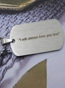 Personalized Text Necklace, Stainless Steel Black/Silver Dog Tag - Customized Text Carving Memory Heart/Round/Square Text Pendant Necklace, For Enthusiasts, Mother's Day Father's Day Silver Fashion, Autumn Fashion, Retro, Minimalist, Punk Customization, Personalized, Unique Ideal Gift For Boyfriend, Dad, Family, Friends, Son, Grandparents Anniversary, Valentine's Day, Birthday, Father's Day, Graduation Ceremony, Daily Wear, Dance Party