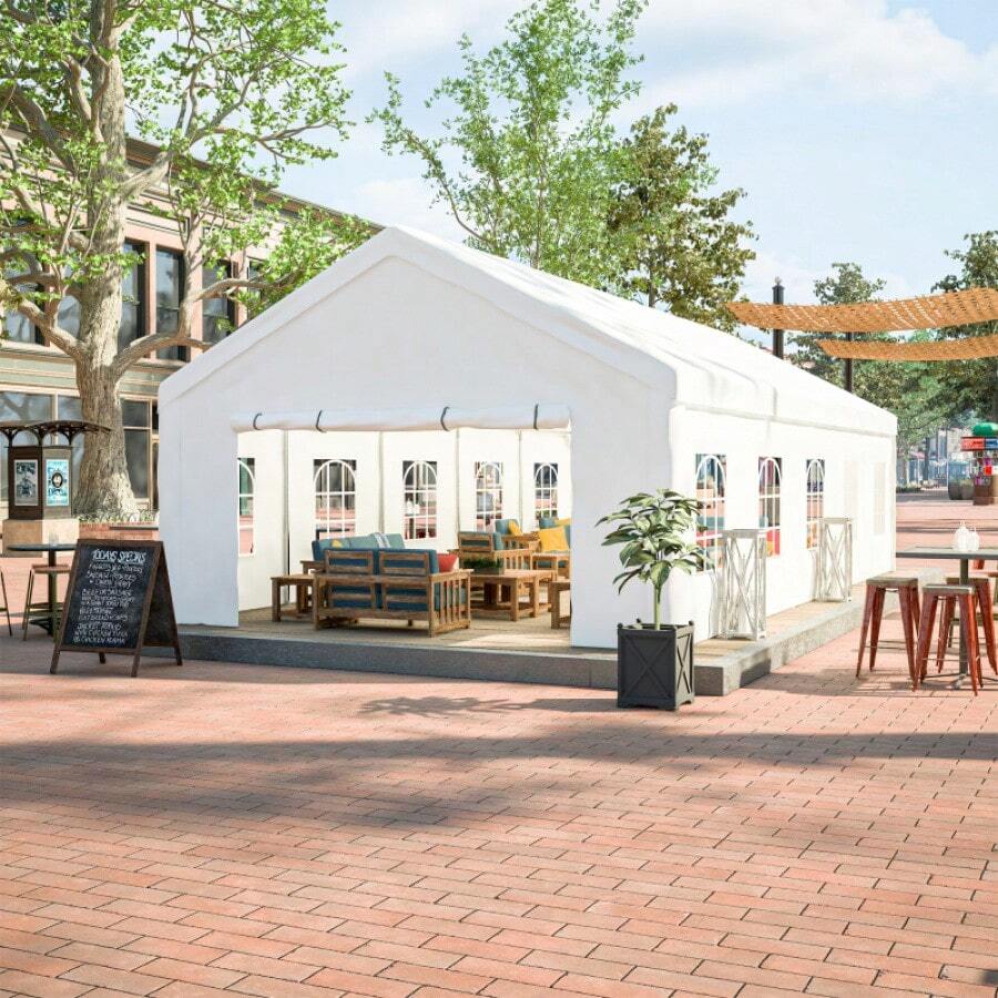 20x20FT Party Tent Heavy Duty, Large Wedding Event Shelters With 2 Storage Bags & Removable Sidewalls, Outdoor Canopy Gazebo Commercial Tents For Parties Carport Camping Garden Patio - White - View 1