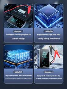 150 PSI 便携式汽车轮胎充气机（带空气压缩机）、3000A 峰值便携式汽车应急启动电源、12V 汽车电池增压器（带 LED 灯） - 彩色 - 查看 11