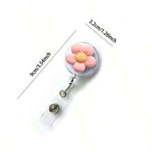 3D 5-Petal Flower Nurse Badge Reel, Retractable Badge Reel ID Holder, Suitable As Gift For Nurses, Doctors, Medical Staff, Hospital Office Workers