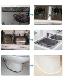 1 卷，白色填缝条，防水填缝胶带，PVC 窗户密封胶带，防霉防潮密封条，粘性密封条，用于门窗缝隙、水槽台面、台球桌、厕所角落，防水美观接缝贴纸，用于厨房水槽和浴室裂缝，耐用、卫生的美容贴片，适用于家庭维修。