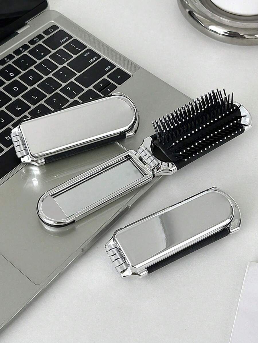 1pc Plastic Folding Hair Brush With Mirror, Travel Hair Brush, Portable Gift Lightweight Compact Small Hairbrush, Pocket Hair Comb For Purse And Gym, Hair Brush, Comb, Hair Tools, Hair Products And Accessories For Barber Salon Beauty Travel Essentials, Back To School, Travel Holiday Essentials, Hair Accessories For Women, Brush, Hair Brushes, Hair Brush, Detangling Brush, Hair Brush, Wooden Comb, Hair Brush, Mini Hair Brush, Detangling Brush, Hair Brushes, Curly Hair Brush, Hairdressing Equipment,Travel Essentials,Travel Essential,Hairstyle,Hairdressing,Hair Brush,Slick Back Brush,Styling Brush,Curly Hair Brush,Edge Brush,Hair Comb,Brush Hair,Hair Brush Set,Comb Hair,Comb For Curls,Detangling Brush,Hair Brush For Women,Hair,Travel,Hair Products,Hair Tools,Hair Stuff,Barber,Barber Accessories,Barbershop,Hairdressing Equipment - Multicolor - View 1