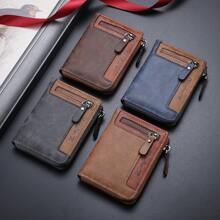1 pieza Cartera corta vintage con múltiples ranuras y funciones para hombre, adecuada para adolescentes, uso casual, al aire libre, deportivo, viajes, regalos de graduación, accesorios de cumpleaños