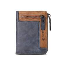 1 pieza Cartera corta vintage con múltiples ranuras y funciones para hombre, adecuada para adolescentes, uso casual, al aire libre, deportivo, viajes, regalos de graduación, accesorios de cumpleaños