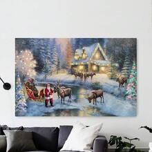 Canvas Painting, Snow Scene And Santa Claus Decorative Painting, Suitable For Bedroom, Kitchen, Dining Room, Living Room, Office And Other Home Decoration Wall - Đã đóng khung - Xem 5