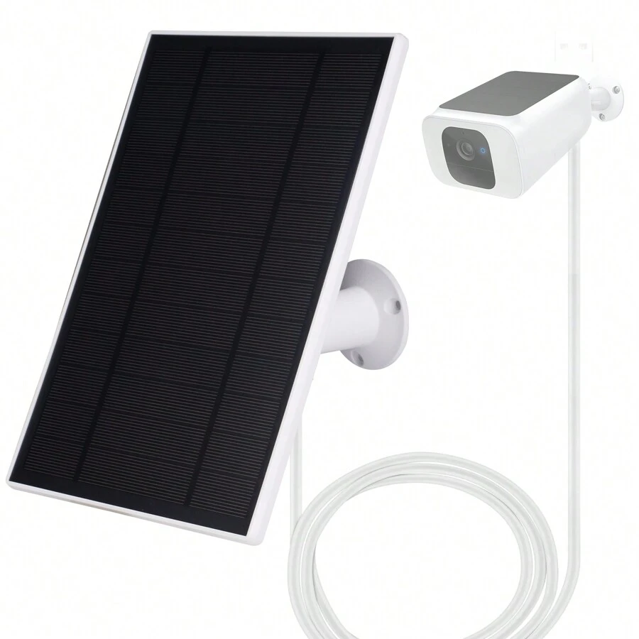 Home Solar Panel With Micro USB Charging Cable And USB-C Connector,Solar Panel, Supply Compatible With Outdoor Security Camera, 6W Continuously Charging - Black - View 1