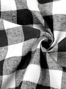 男士格子休闲长袖衬衫 - 黑與白 - 查看 4