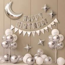 1 Set 39 Buah Dekorasi Perayaan Ulang Tahun dengan Bulan Emas Mawar dan Balon - Rose Gold - View 14