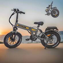 Folding Electric Bike For Adults, Peak 1100W Motor 48V & 768Wh Removable Battery Ebike, 25Mph 20 Fat Tire Electric Mountain Bike, Electric Bicycles For Beach Commuting Snow, UL Certified - 黑色 - 查看 3