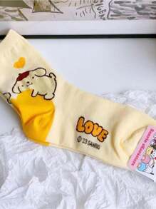 Nieuwe kindersokken Sanrio meisjes cartoon hielpatroon sokken studenten Kuromi Melody Mid-Tube antislip sokken