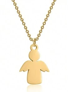 1PC Stainless Steel Angel Pendant Necklace, Personalized Titanium Steel Angel Necklace, And New Year Holiday Gifts For Couples - Multicolor - View 3