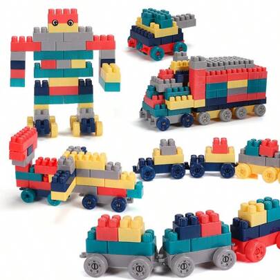 68 件/150 件/300 件/440 件建筑积木玩具套装，儿童益智拼装玩具，DIY 造型玩具（颜色随机），适合生日、圣诞节、万圣节、感恩节、复活节礼物