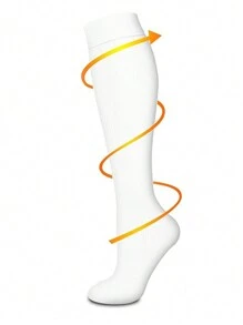 1 Pair Copper Wellow Compression Socks 15-20 Mmhg Knee High Pregnant Nurses Pregnancy Maternity Medical Cute Sports Gold Fit Cycling Adult Support Hose Circulation Long, For Gym, Fall