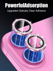 1 Set, Pink Rhinestone Camera Lens Protector Film Loved By Girls, Compatible With IPhone 16/15/14/13/12/11 Full Series, HD Clear Full Protection Lens Cover (Shipped According To Phone Model Camera Quantity) Gift For Birthday, Family, Friends Sparkling Crystal, Lens Protector, Phone Accessories