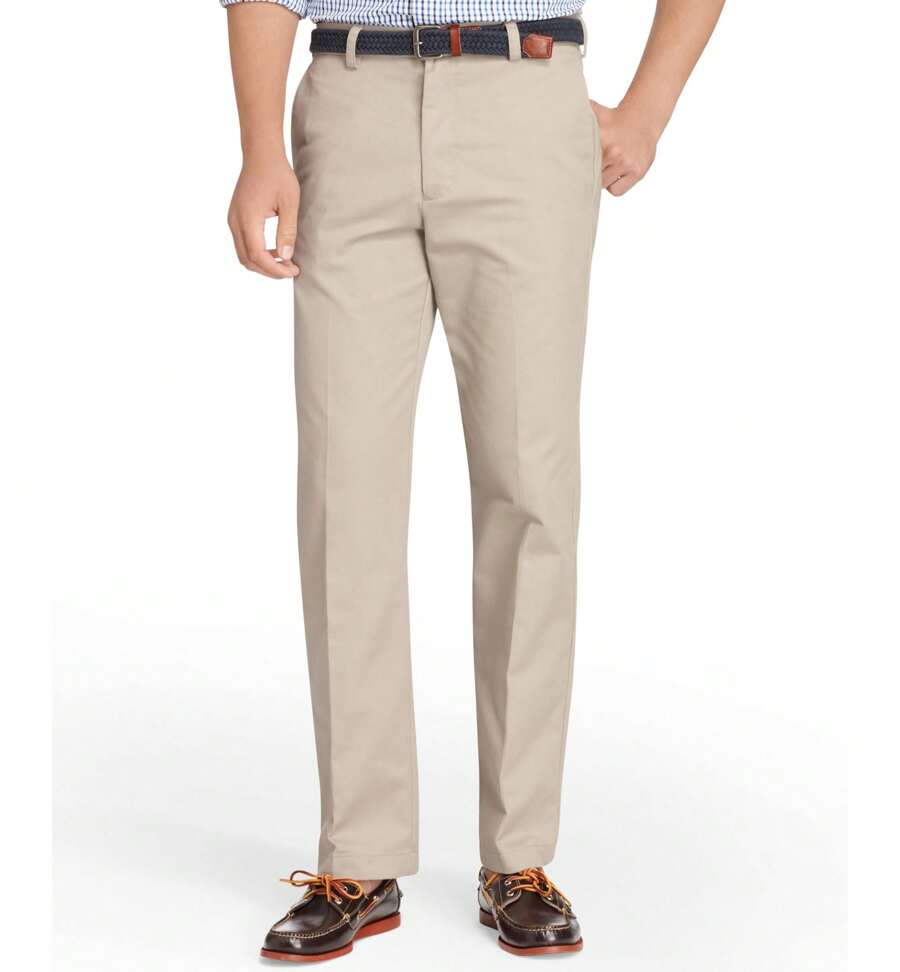 Men's American Straight-Fit Flat Front Chino Pants - Màu Khaki - Xem 1