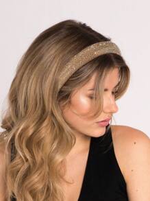 Diadema con rhinestones para fiestas, decoración de borde ancho con rhinestones, diadema de moda lujosa y brillante, tiaras, diademas, accesorios para el cabello - Dorado - Ver 1