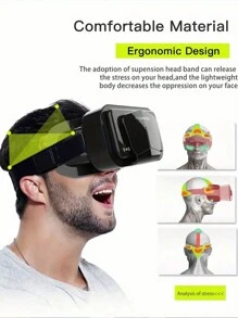 Gafas de realidad virtual 3D compatibles con smartphones de 4.7 a 7.3 pulgadas, para ver TV, jugar, ver películas y videos VR, con lentes ajustables y cómodas de llevar - Negro - Ver 2