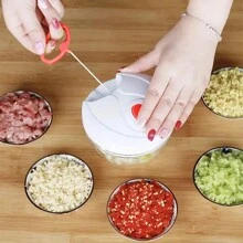 1件装多功能蔬菜切碎器，手动食物切碎器，蔬菜绞肉机，创意压蒜器，绞肉机，厨房工具 - 彩色 - 查看 3