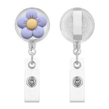 3D 5-Petal Flower Nurse Badge Reel, Retractable Badge Reel ID Holder, Suitable As Gift For Nurses, Doctors, Medical Staff, Hospital Office Workers
