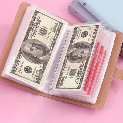 1 pieza Libro de almacenamiento de billetes con álbum de fotos de billetes, libro de almacenamiento de sellos y tarjetas bancarias 1a6 de súper gran capacidad que puede almacenar 100 billetes, regalo de vacaciones