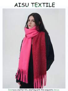 1PC Boho Colorful Grid Tassel Chunky Scarf Thickened Soft Warm Tassel Shawl Autumn Winter Coldproof Windproof Wrapped Neck Scarf - Multicolor - View 3