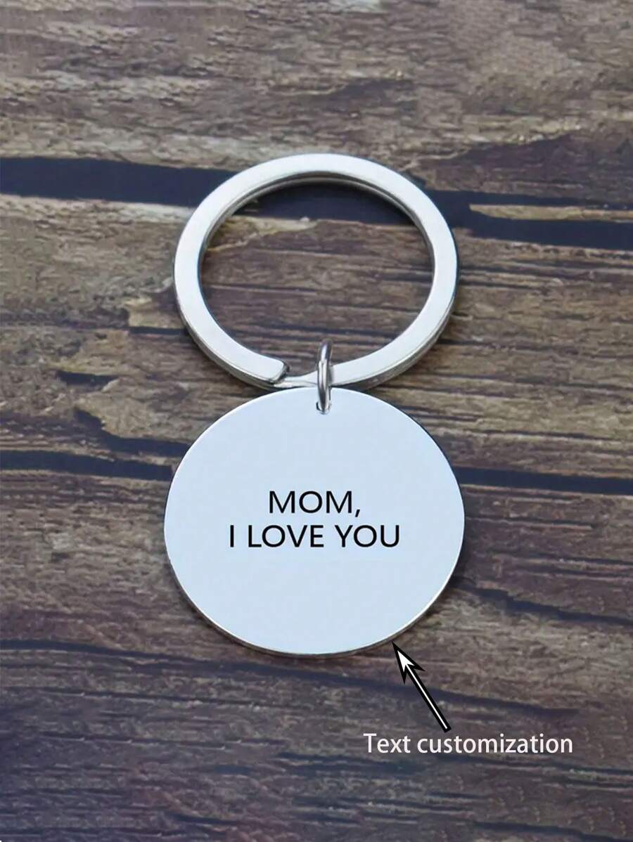 1 Personalized Stainless Steel Keychain - Custom Engraved, Silver, Perfect Anniversary Gift - Solid Color - View 1