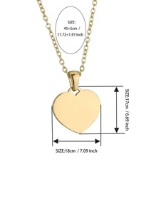 1 Customized Letter Heart-Shaped Pendant Necklace - Stainless Steel, Perfect Choice For Mother's Day, Teacher's Day, And Nurse's Day Gifts, Personalized Heart-Shaped Carved Necklace, Minimalist Style Gift, Customizable Carved Pendant Necklace, Women's Holiday Jewelry Gift - Multicolor - View 6