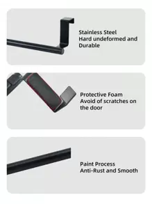 قطعة واحدة ، حامل منشفة الحوض في المطبخ على باب الخزانة ، مع خطاف ، بدون ثقب الباب، صالح لحامل المناشف المستخدمة في أدراج المطبخ ، متوفر باللون الأسود والفضي والأبيض - الأسود - مشاهدة 5