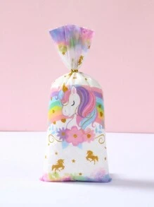 50 piezas Bolsas de embalaje con diseño de unicornio, bolsas de regalo para fiesta de cumpleaños, boda, evento festivo, suministros de embalaje para fiesta con diseño de oso marrón y unicornio, bolsas de regalo para fiesta de cumpleaños