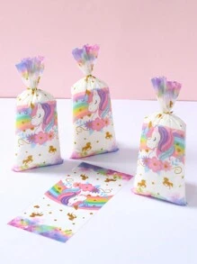 50 piezas Bolsas de embalaje con diseño de unicornio, bolsas de regalo para fiesta de cumpleaños, boda, evento festivo, suministros de embalaje para fiesta con diseño de oso marrón y unicornio, bolsas de regalo para fiesta de cumpleaños