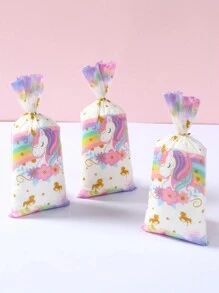 50 piezas Bolsas de embalaje con diseño de unicornio, bolsas de regalo para fiesta de cumpleaños, boda, evento festivo, suministros de embalaje para fiesta con diseño de oso marrón y unicornio, bolsas de regalo para fiesta de cumpleaños