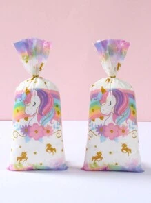 50 piezas Bolsas de embalaje con diseño de unicornio, bolsas de regalo para fiesta de cumpleaños, boda, evento festivo, suministros de embalaje para fiesta con diseño de oso marrón y unicornio, bolsas de regalo para fiesta de cumpleaños