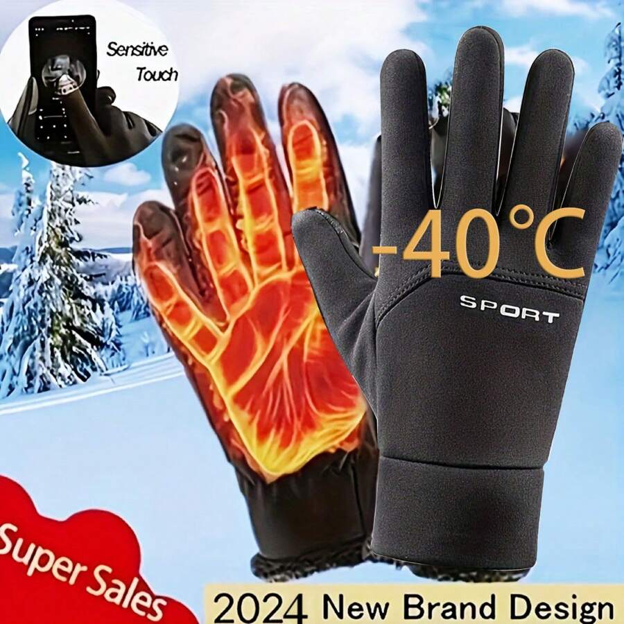 1 Pair Of Winter Outdoor Warm Insulated Gloves, Suitable For Sports, Cycling, Skiing, And Touch Screen Men's Waterproof Gloves - Keep Hands Warm, Windproof, And Hands Not Frozen