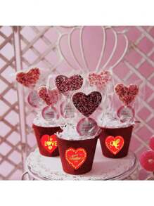 500 张/卷金箔心形自粘贴纸，红心情侣卡片信封花束礼物 DIY 装饰，防水 PVC 贴纸，返校情人节 - 彩色 - 查看 2