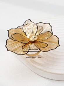 1 pieza Anillo con flor exquisita de color dorado, anillo de declaración de pétalos de flor esmaltada para mujer, joyería para mujer para el Día de San Valentín