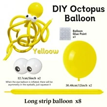13件套DIY章鱼造型气球套装，包含30.48厘米乳胶气球、圆形气球和带眼睛图案的气球，以及气球胶点，适用于海洋主题派对、生日派对、迎婴派对、性别揭晓派对、夏季海滩泳池派对装饰、圣诞派对装饰