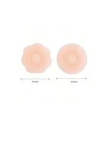 6pcs/12pcs Reusable Silicone Bra Pasties, Nipple Covers, Invisible Bust Tapes, Round/Maple Leaf Shape, For Ladies - Baby Pink - View 8
